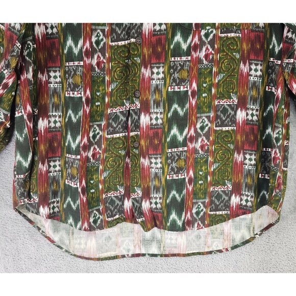 Trader Bay Shirt Mens Medium Southwestern Button Up Long Sleeve 90s Vintage - Picture 7 of 10
